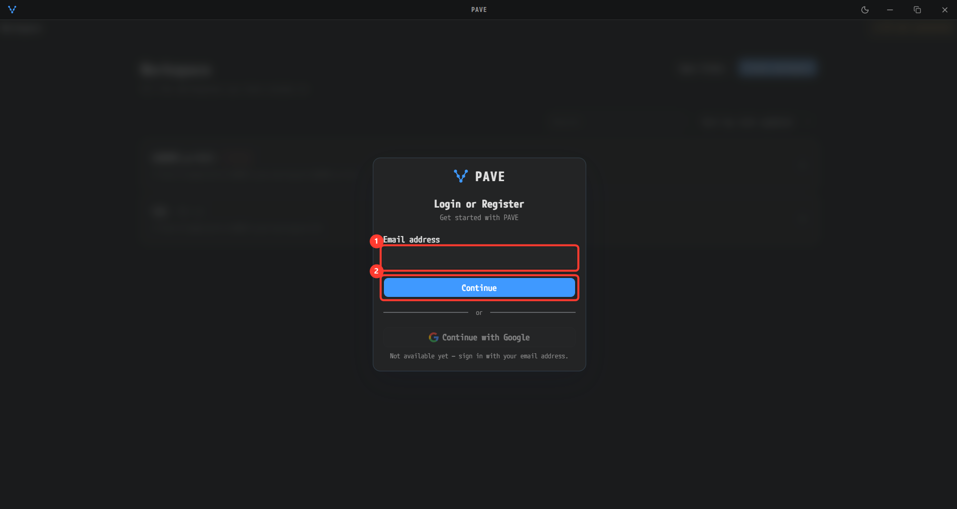 Sign-in screen — the email field and the Continue button