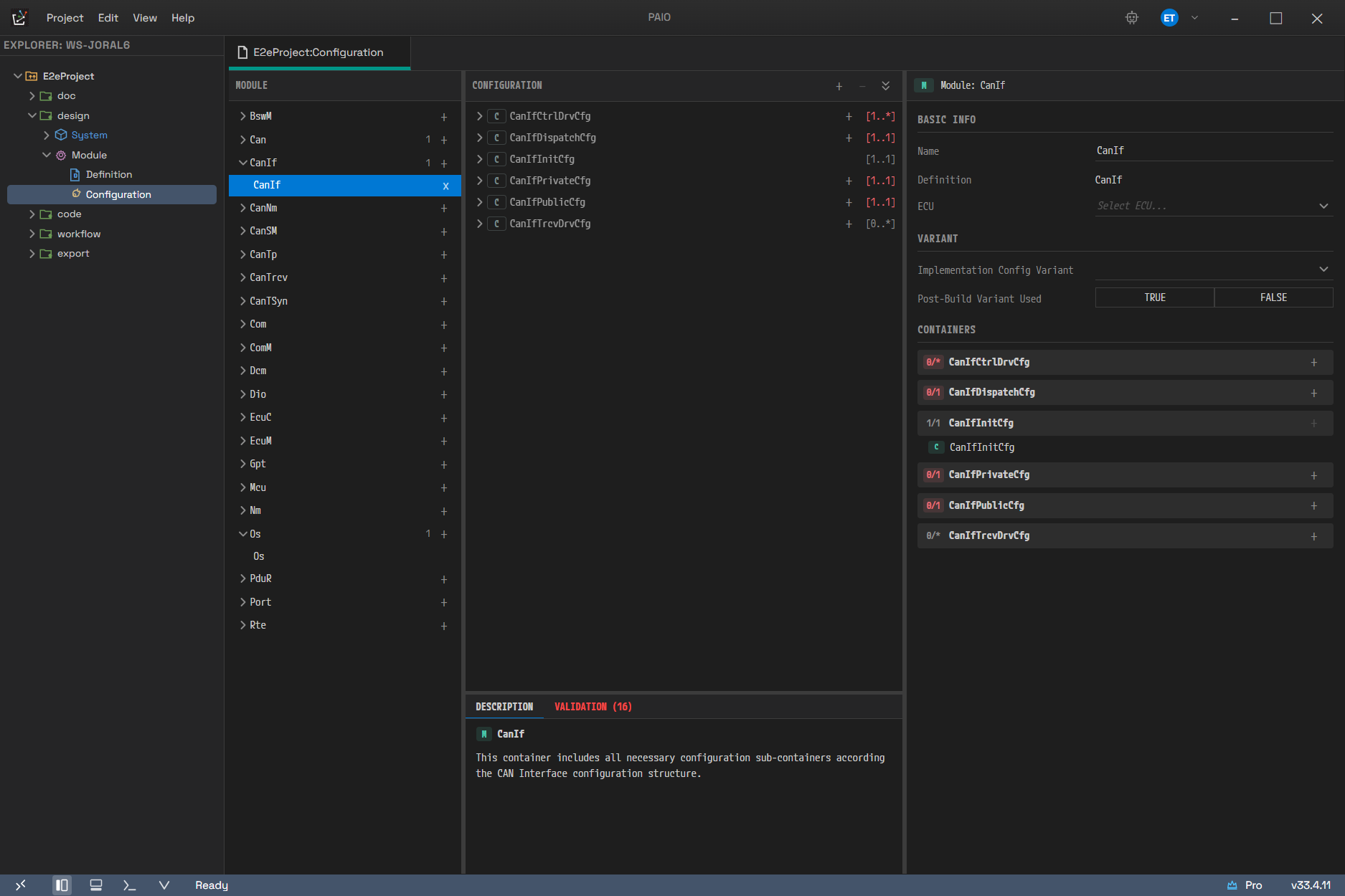 Module Configuration 에디터 — MODULE · CONFIGURATION · 값 편집 3분할